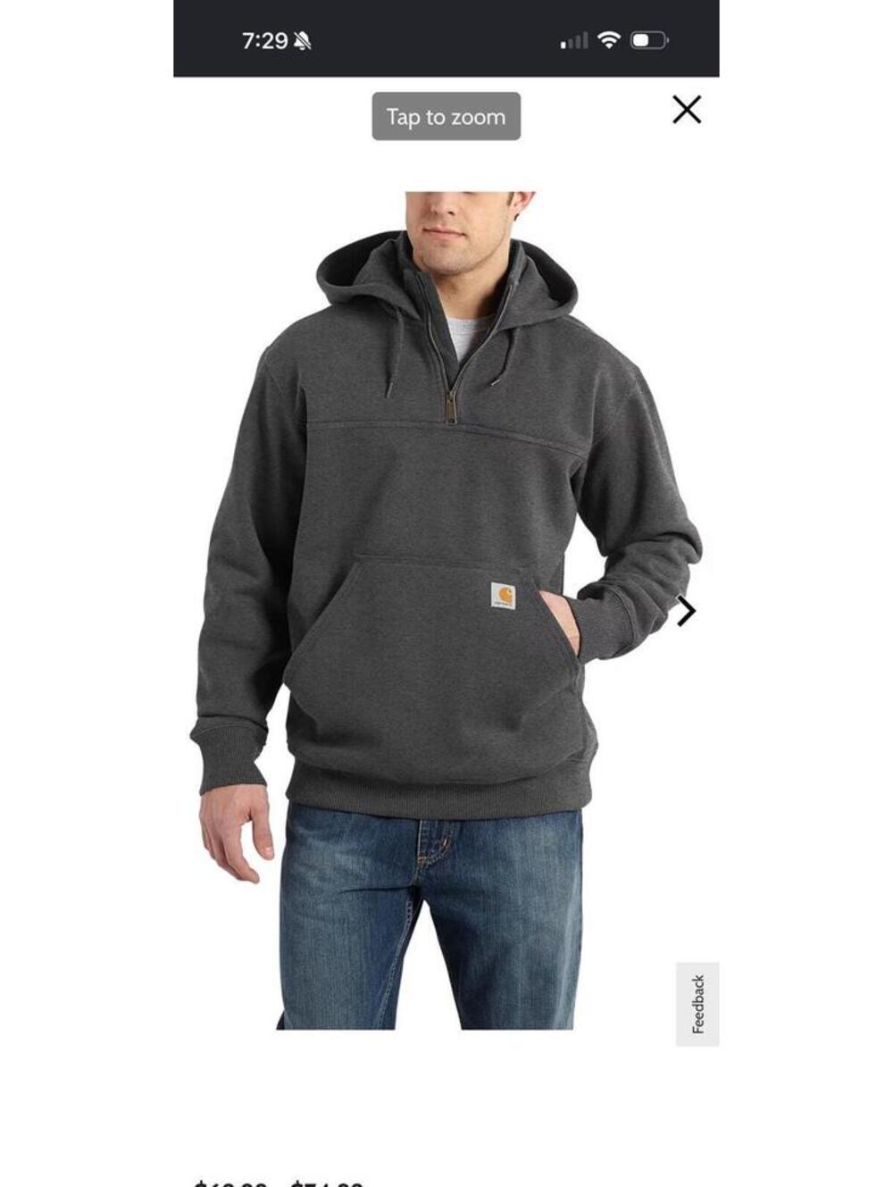 Carhartt Rain Defender Loose-Fit Heavyweight Quarter-Zip Hoodie size XL John Dee